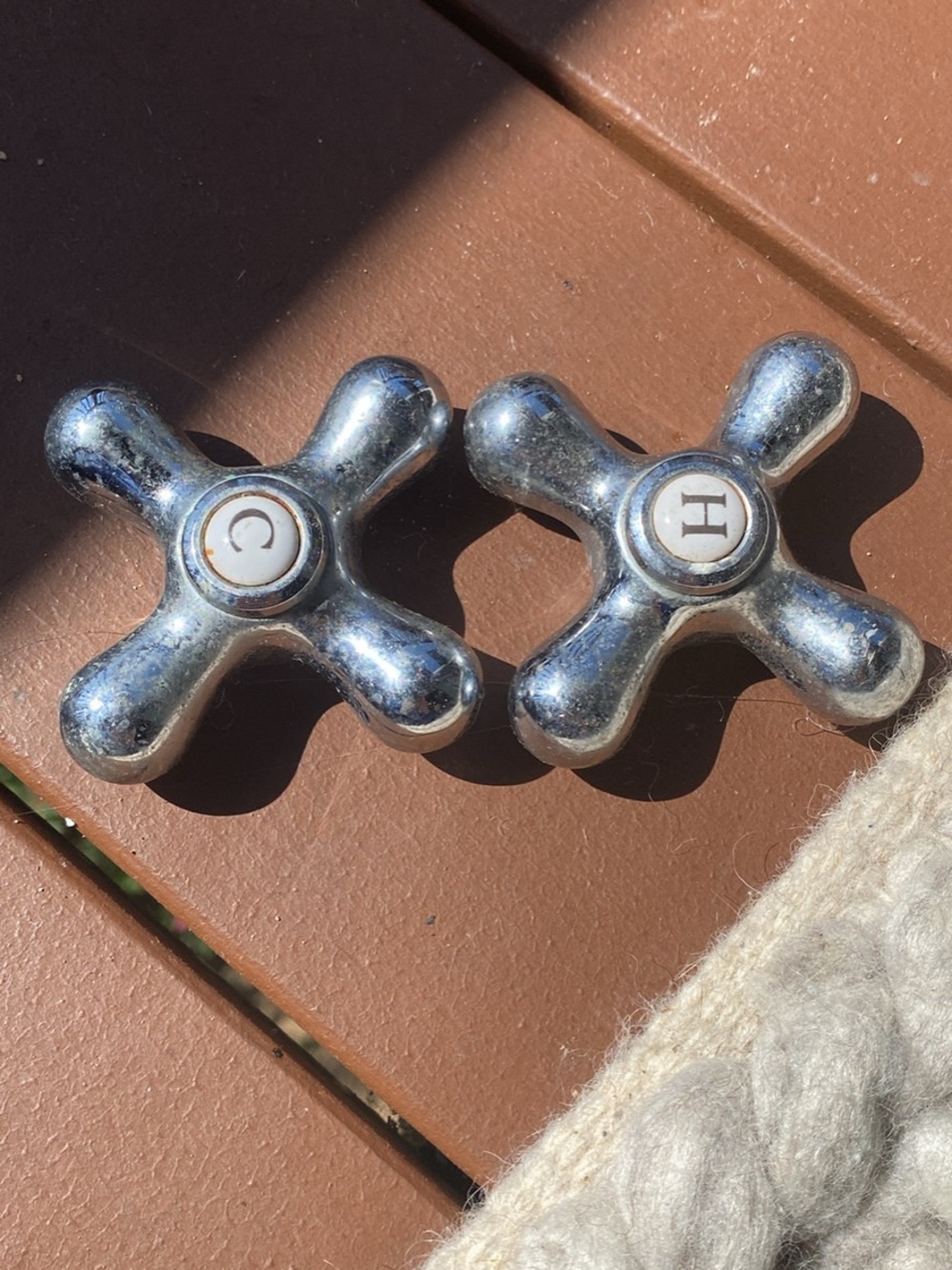 Chrome Cross-Handle Faucet Knobs - Pair